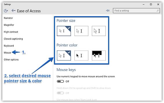 how to change cursor color fill in windows