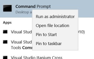 open command prompt as administrator