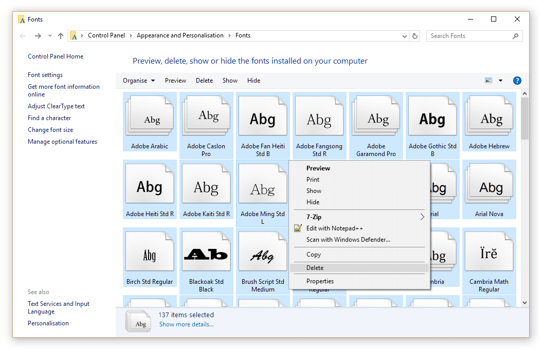 downloadable fonts windows 10