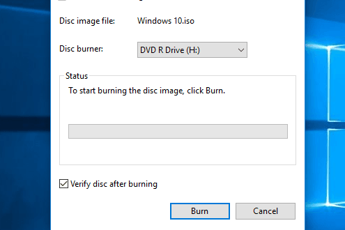 how to burn an iso image of windows 10
