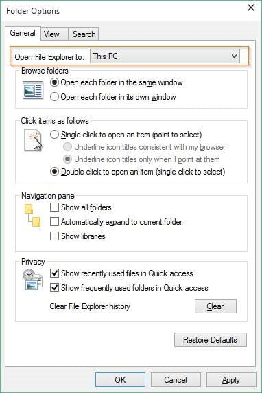 how to hide quick access in windows 10